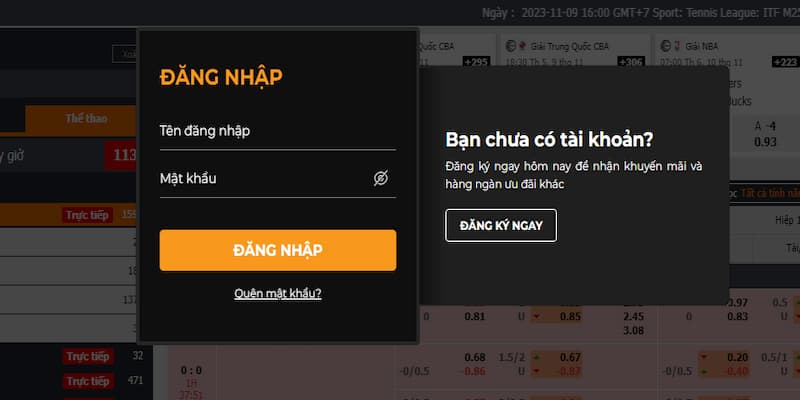 Cần đăng nhập trước khi chơi cá cược thể thao tại Debet